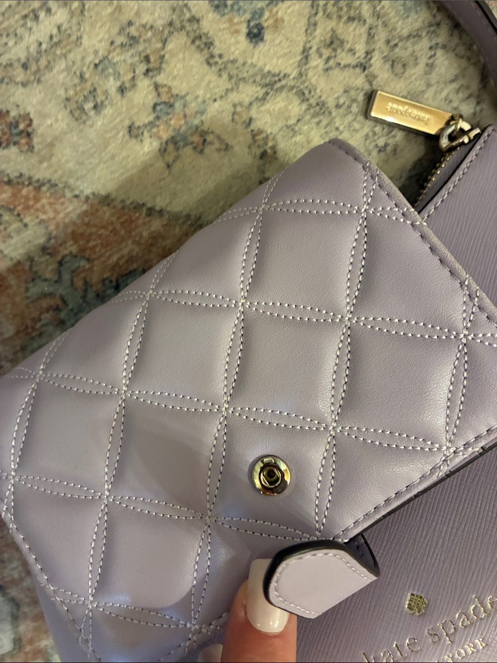 kate spade lavender quilted wallet with matching lavender saffiano shoulder bag - Picture 5 of 6